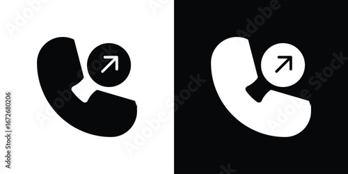 Call outgoing icons in black and white clipart style