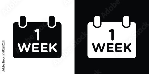 Calendar week icons in black and white clipart style