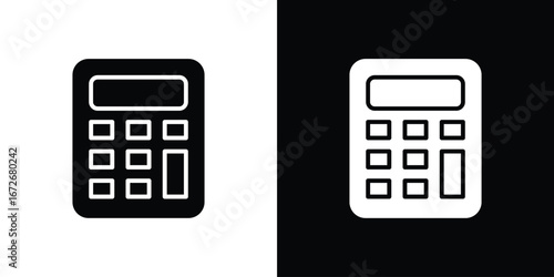 Calculator icons in black and white clipart style