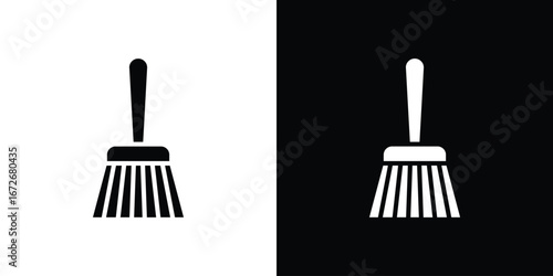 Broom icons in black and white clipart style