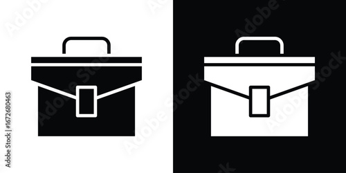 Briefcase icons in black and white clipart style