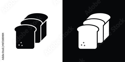 Bread loaf icons in black and white clipart style