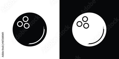 Bowling ball icons in black and white clipart style