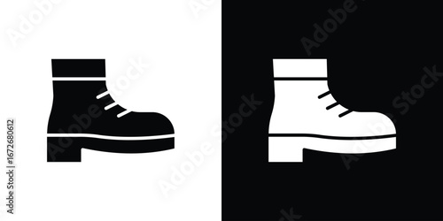 Boot icons in black and white clipart style