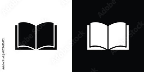 Book icons in black and white clipart style
