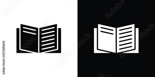 Book icons in black and white clipart style