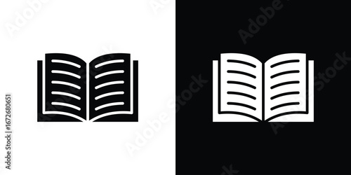 Book icons in black and white clipart style