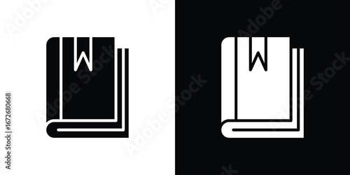 Book bookmark icons in black and white clipart style
