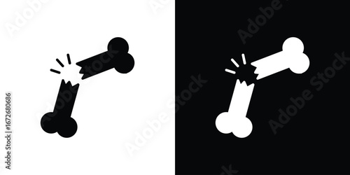 Bone break icons in black and white clipart style