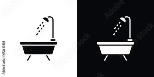 Bath icons in black and white clipart style