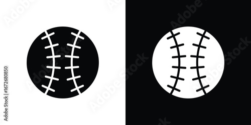 Baseball icons in black and white clipart style