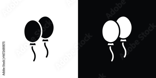 Balloons icons in black and white clipart style