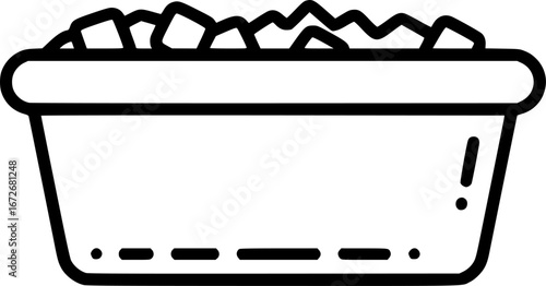 Ice bath tub outline icon vector Silhouette illustration isolated on white background 