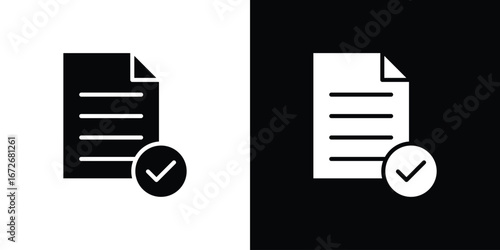 Accept document icons in black and white clipart style