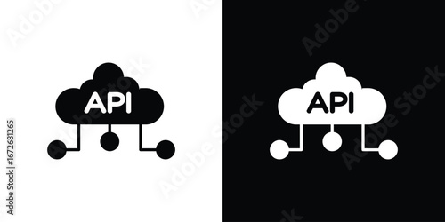 API icons in black and white clipart style