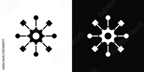 Algorithm icons in black and white clipart style