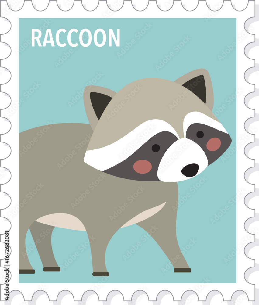 custom made wallpaper toronto digitalRAccoon, Cute Animal Stamp Vector Illustration, Print
