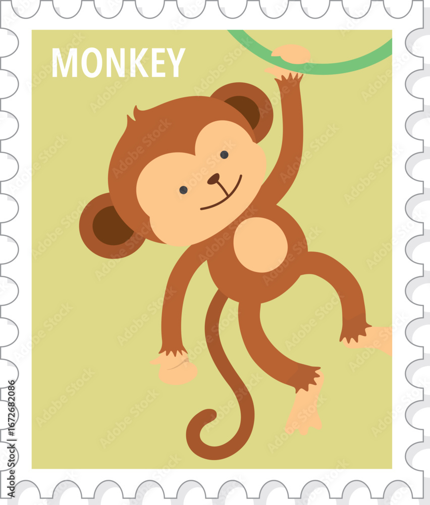 custom made wallpaper toronto digitalMonkey, Cute Animal Stamp Vector Illustration, Print