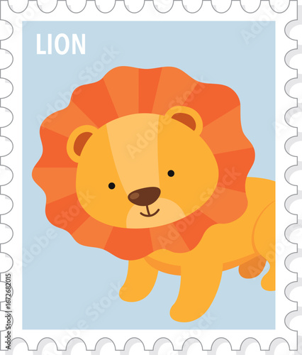 Wallpaper Mural Lion, Cute Animal Stamp Vector Illustration, Print Torontodigital.ca