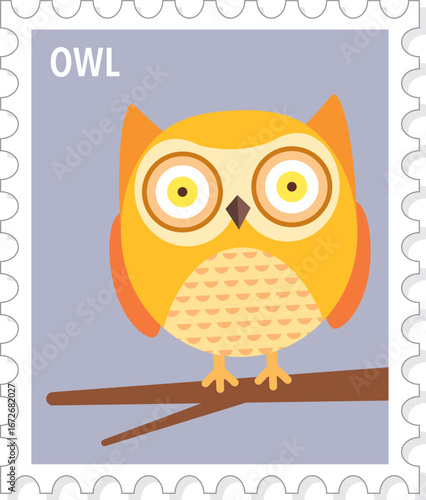 Wallpaper Mural Owl, Cute Animal Stamp Vector Illustration, Print Torontodigital.ca