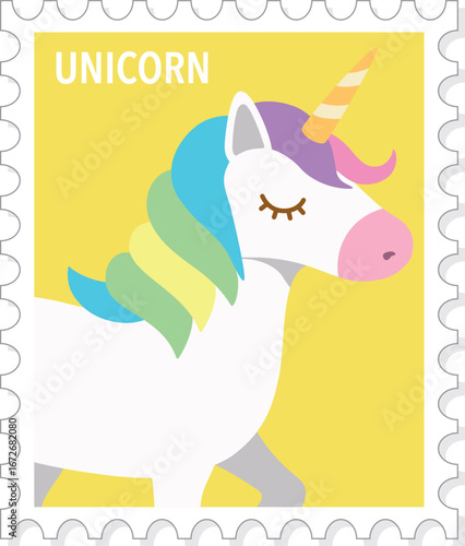 Wallpaper Mural Unicorn, Cute Animal Stamp Vector Illustration, Print Torontodigital.ca