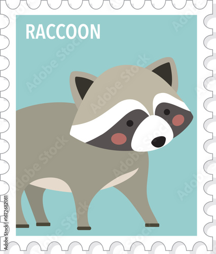 Wallpaper Mural RAccoon, Cute Animal Stamp Vector Illustration, Print Torontodigital.ca