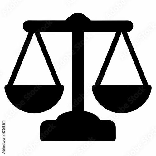 Simple black silhouette of a scales of justice with balanced arms