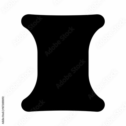 Minimalist black illustration of an empty thread spool on a white background