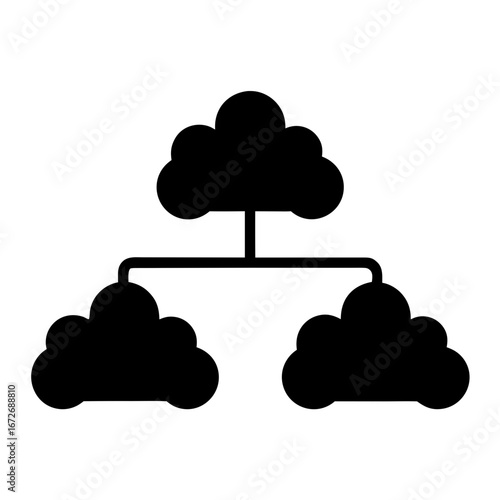 Cloud Structure Diagram Illustration for Network Architecture with Connection to Sub Clouds