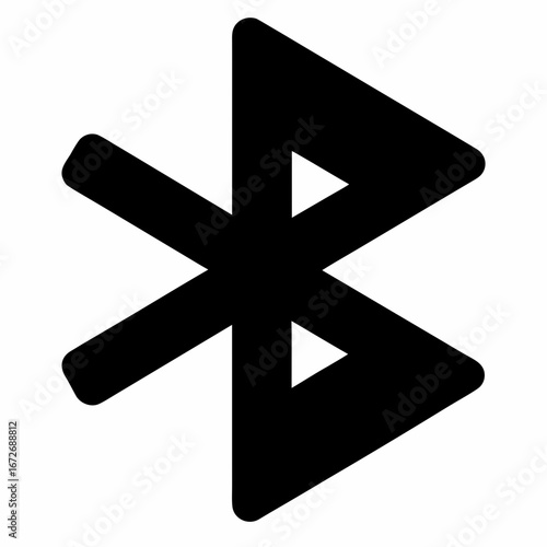 Black and white Bluetooth symbol illustration representing wireless connectivity technology