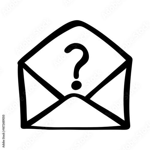 Envelope with a question mark representing unanswered emails or inquiries concept