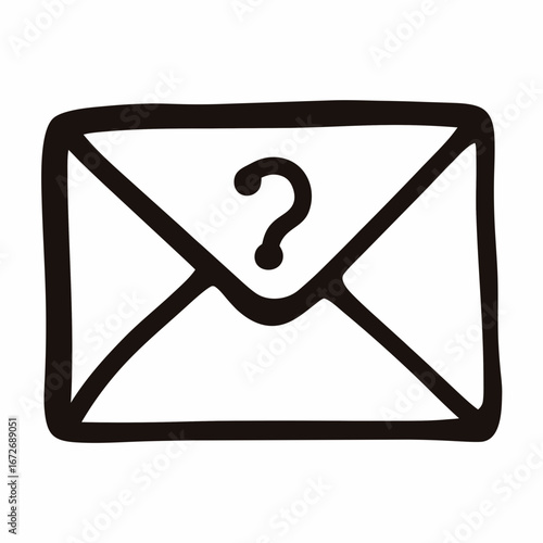Envelope with a question mark inside indicating email problem or support request