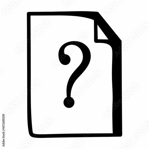 Unknown Document A black and white illustration of a document with question mark