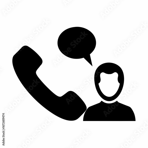 Telephone customer service support icon representing conversation and assistance provided by agents