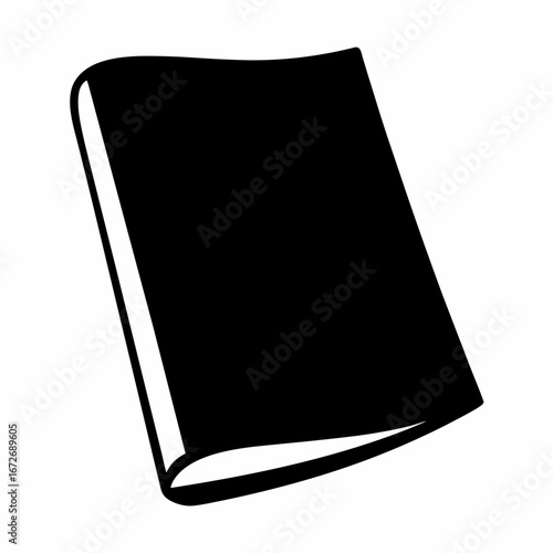 Simple minimalistic black and white book vector illustration against white background