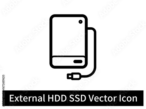 Simple External HDD SSD Vector Icon