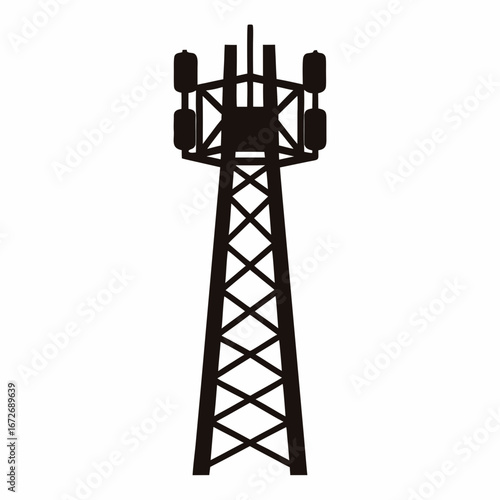 Silhouette of a tall cell tower for wireless communication and connectivity