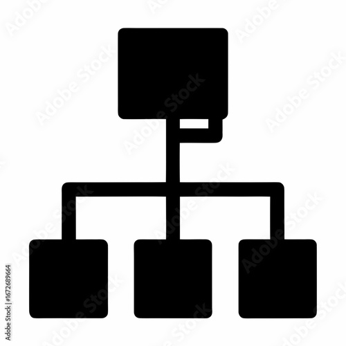 Simple hierarchical diagram showing a one to many relationship in black and white