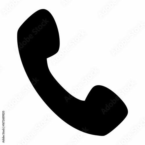 Black and white phone receiver icon for communication concept and support