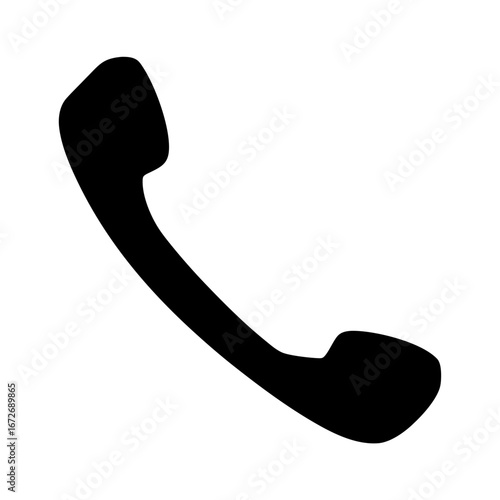 Classic black telephone receiver on a white background, iconic symbol