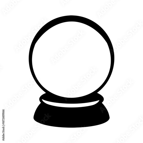 Monochrome illustration of a classic crystal ball with intricate base stand