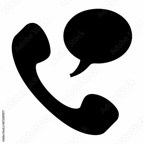 Black Silhouette of a Telephone Handset with Speech Bubble indicating conversation