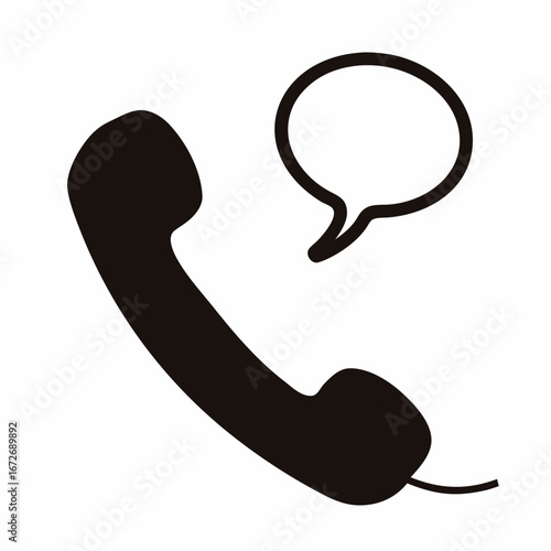 Vintage Telephone Handset with Speech Bubble Icon for Communication and Chat