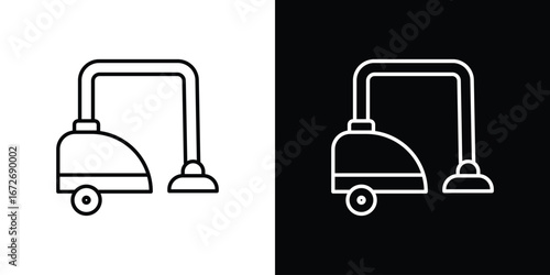 Vacuum cleaner icon in line art versions on white background