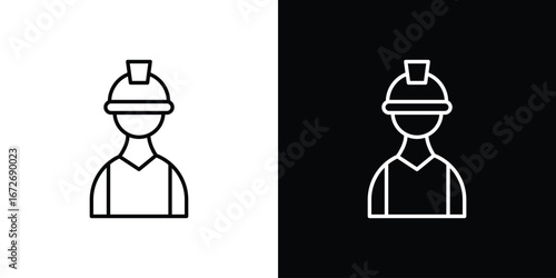 User helmet safety icon in line art versions on white background