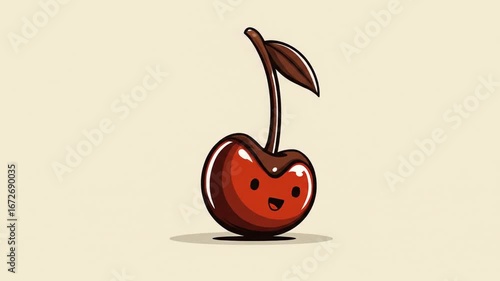 Cartoon cherry with chocolate