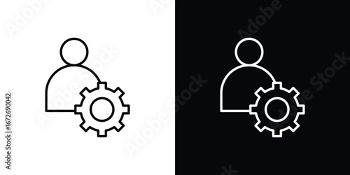 User gear icon in line art versions on white background
