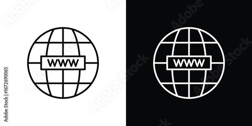 Url icon in line art versions on white background