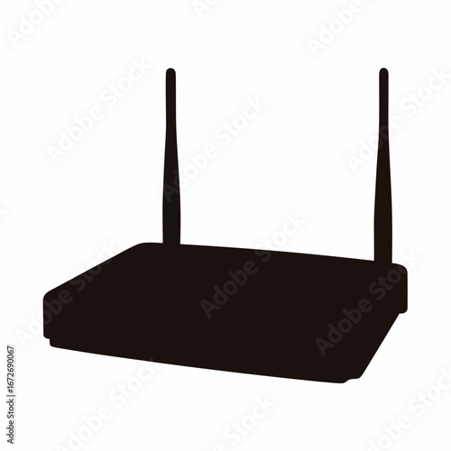 Silhouette of a wireless router providing network access for various devices