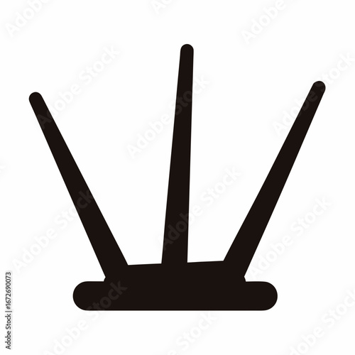 Black and white minimalist illustration of a generic wireless router symbol icon